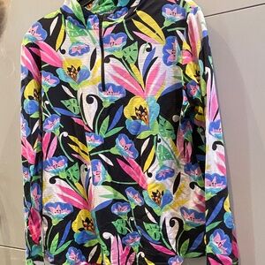 IBKUL MOCK NECK LONG SLEVE UPF+50 1/4 ZIP  BLACK  MULTI COLOR